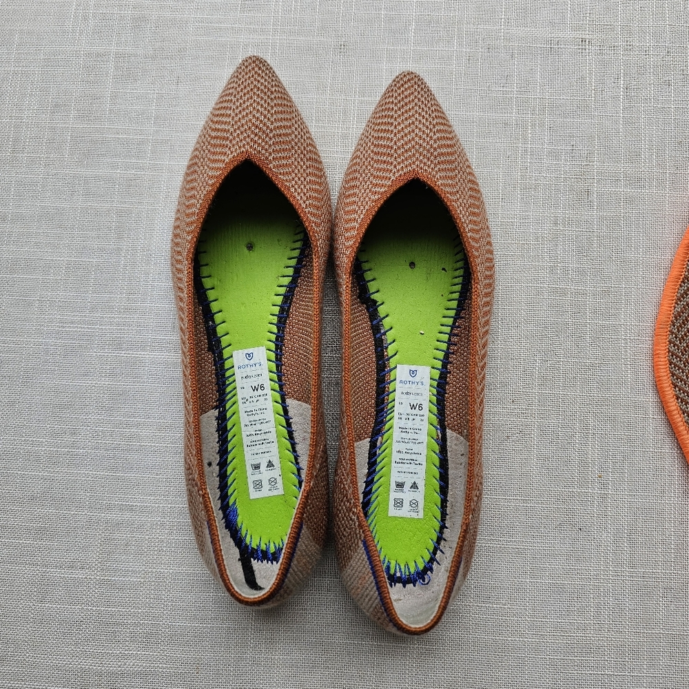 Rothy's Sz 6 Merino Wool Camel Herringbone Points Flats Rothys - Picture 7 of 12